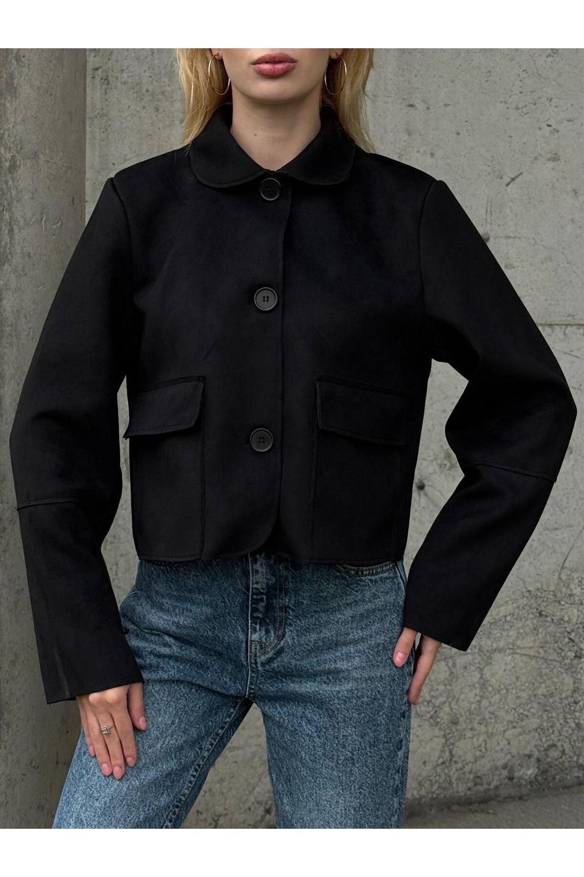 Süet Düğmeli Ceket