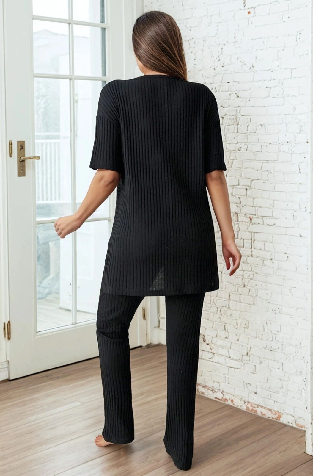 Raporlu Kumaş Kısa Kol Pijama Takım