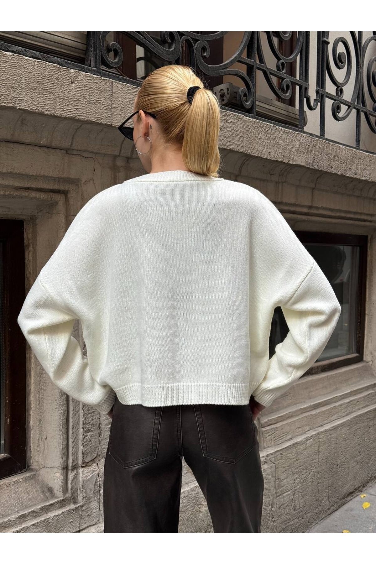 Tavşan Desenli Triko Kazak