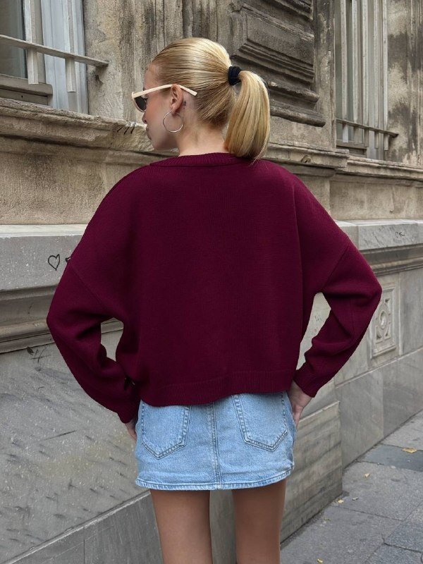 Tavşan Desenli Triko Kazak