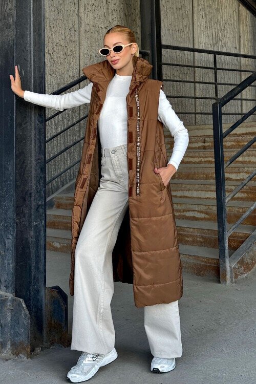 Uzun Boy Kapitone Şişme Yelek