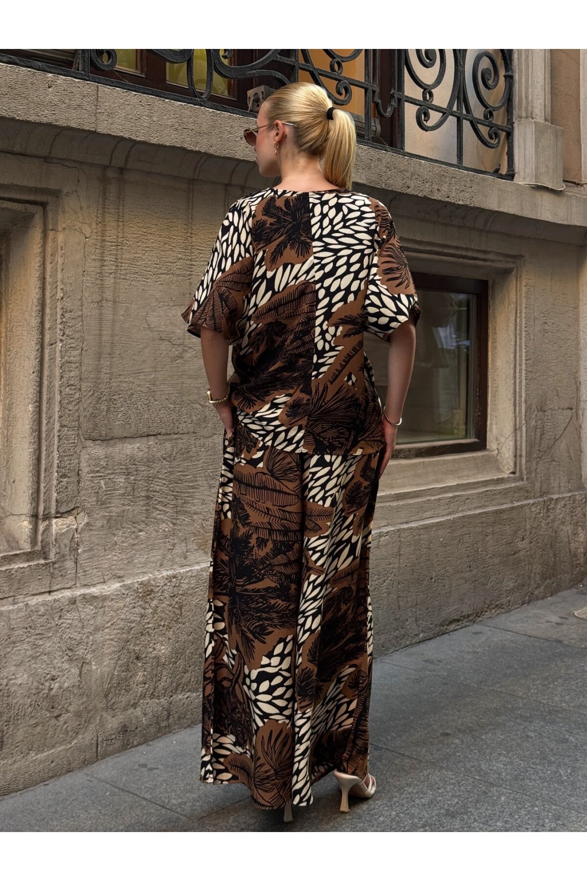 V Yaka Viskon Kumaş Bol Paça Alt Üst Takım