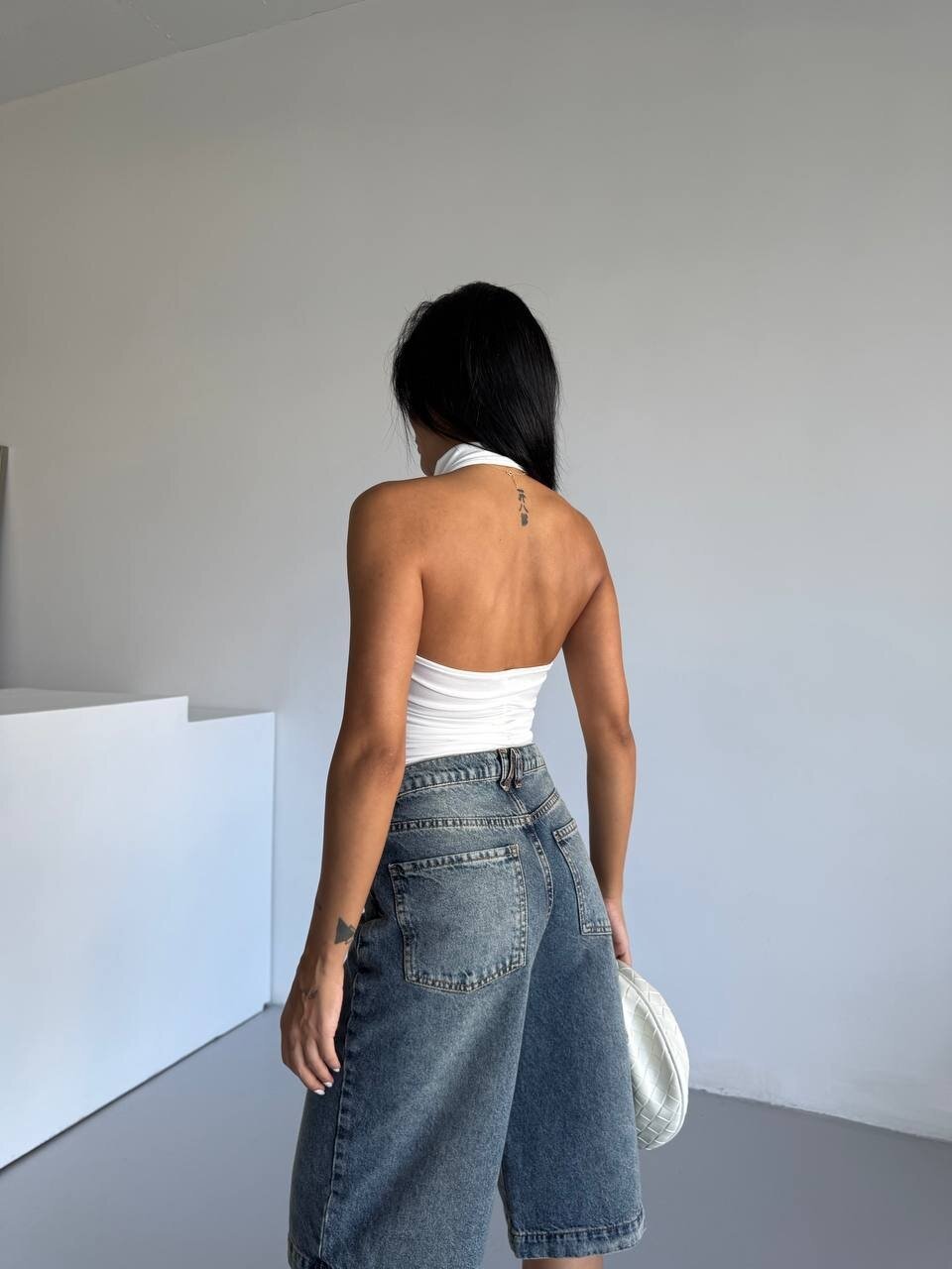 Yaka Detay Sandy Bluz Beyaz