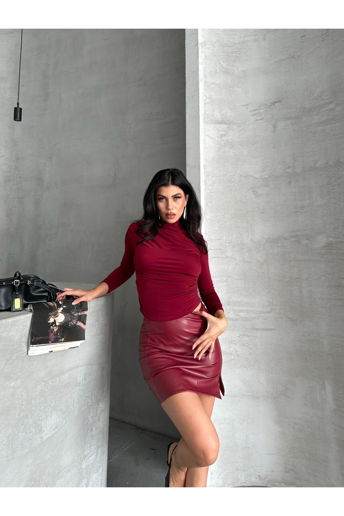 Yarım Balıkçı Bordo Sandy Bluz