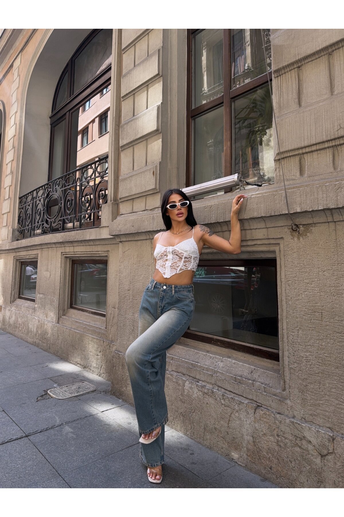 Yıkamalı Eskitme Denim Pantalon