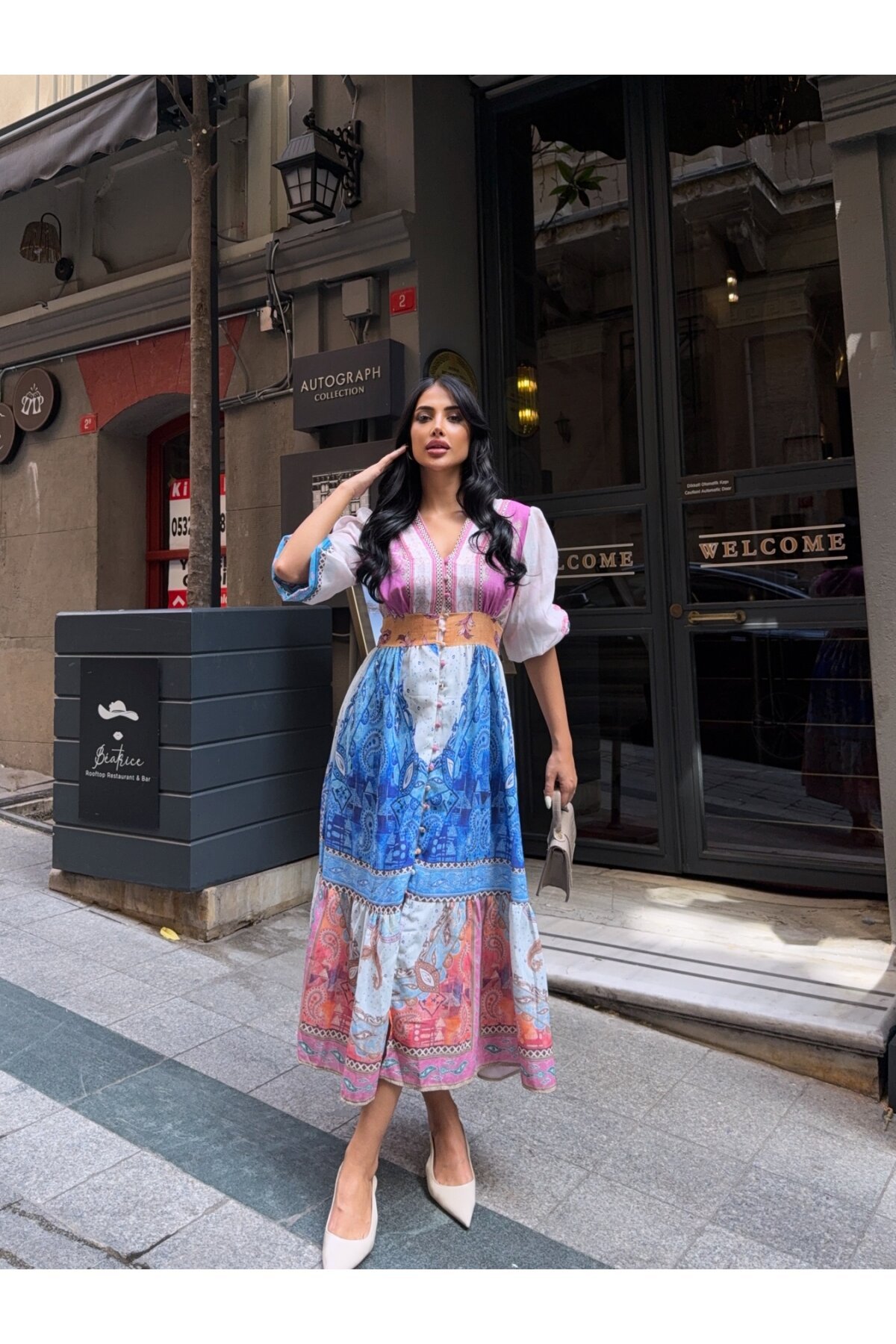 Zimmerman Desen Baskılı Elbise İthal Krep Kumaş