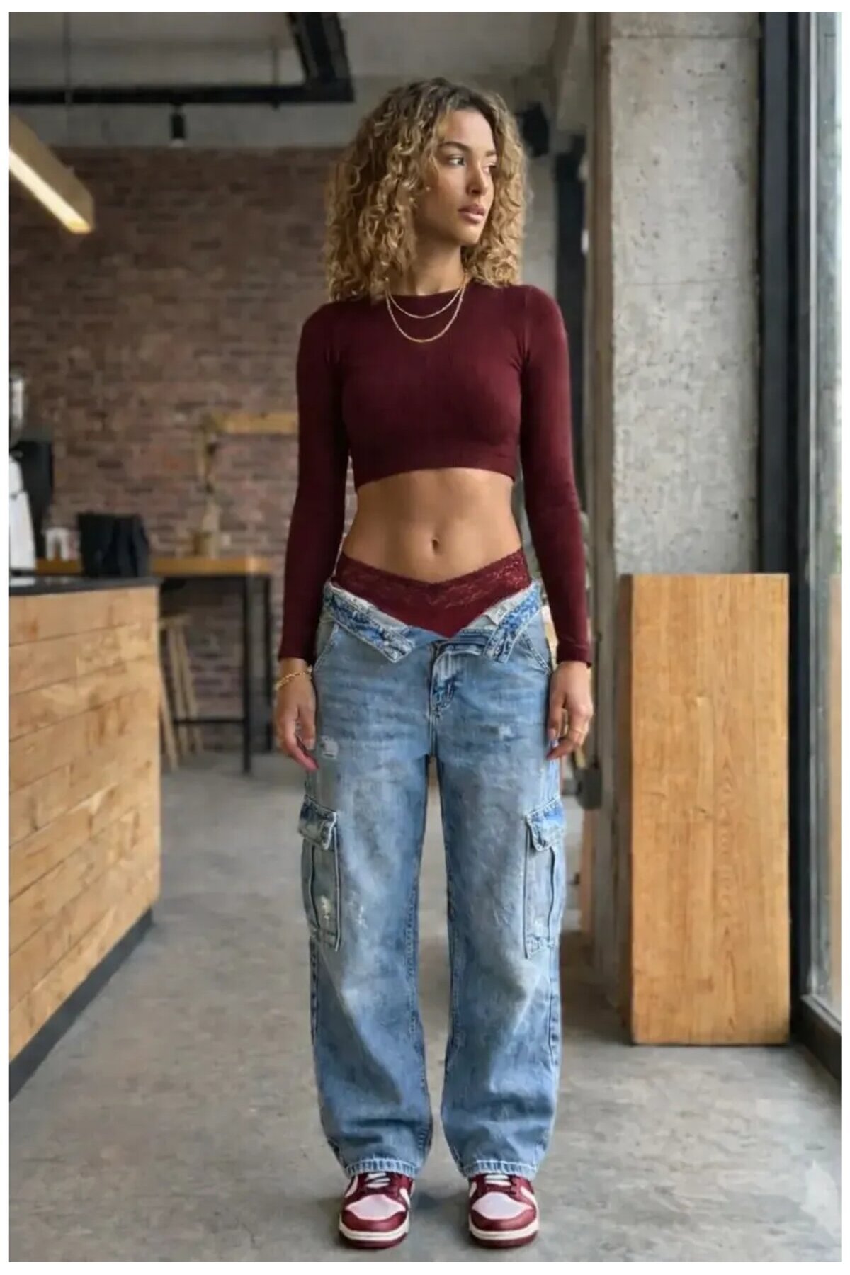 3lü Pamuklu Dantelli Dikişsiz Külot Siyah Bordo