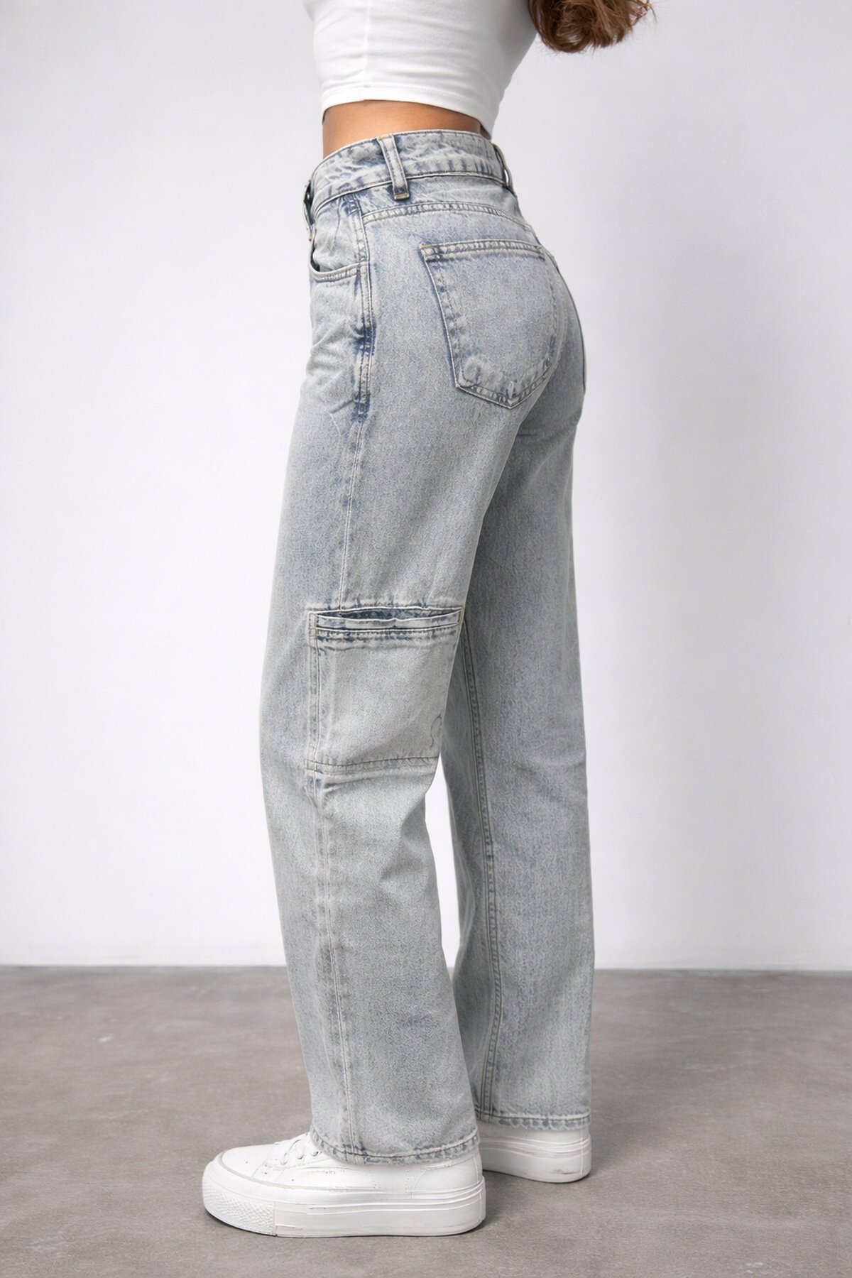 Açık Mavi Geniş Paça Jean Pantolon