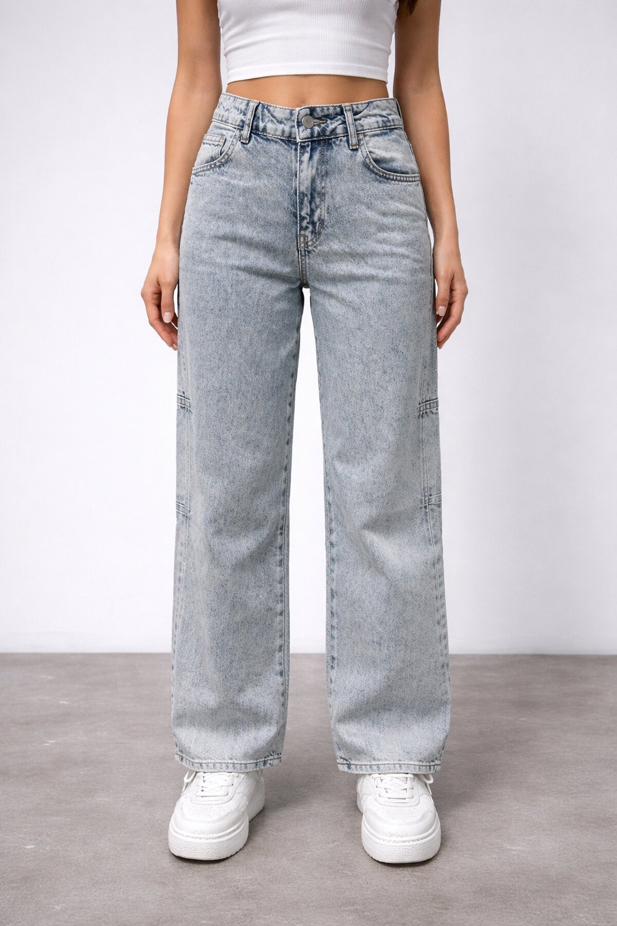 Açık Mavi Geniş Paça Jean Pantolon