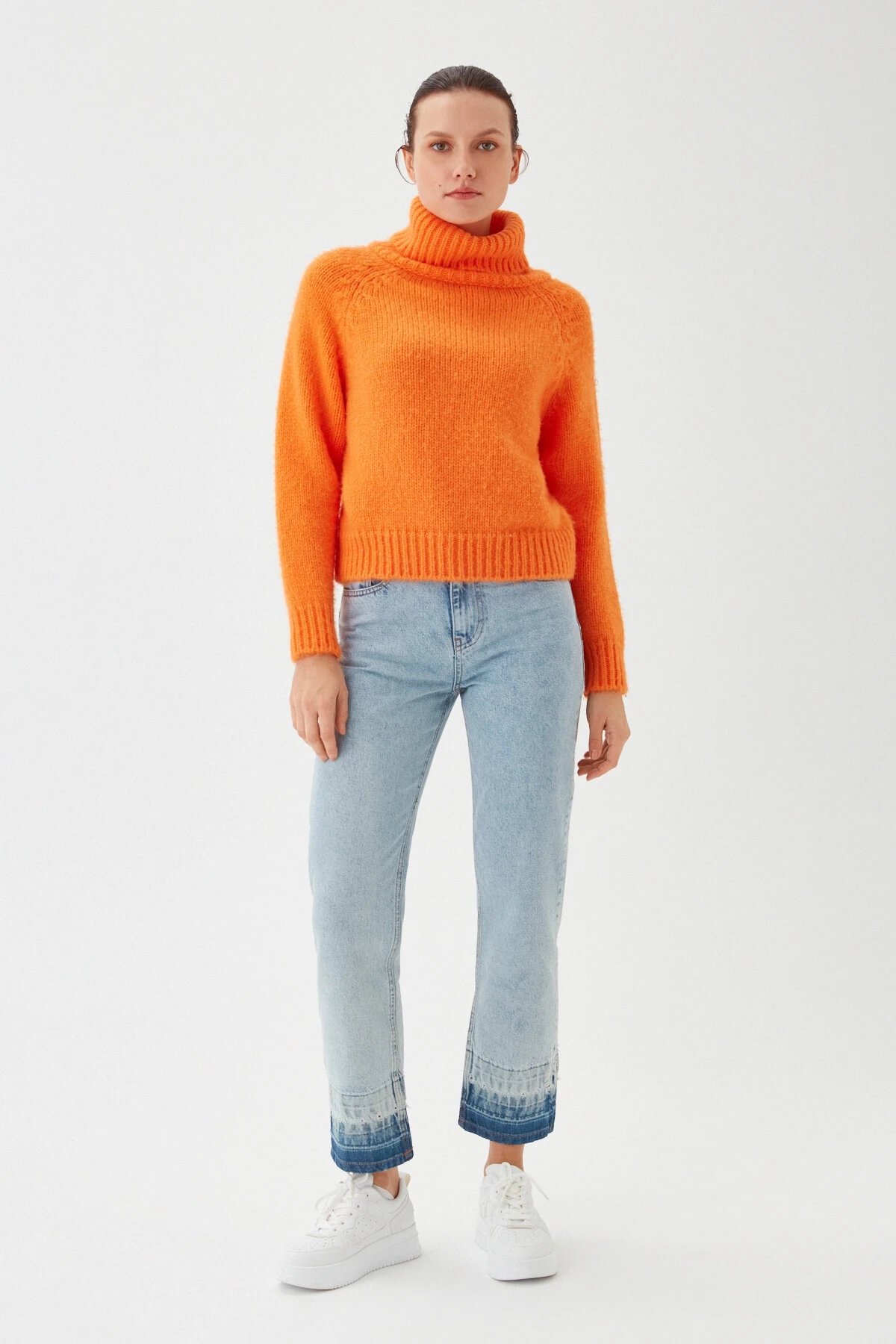 Kadın Balıkçı Yaka Kaşkorse Triko Kazak