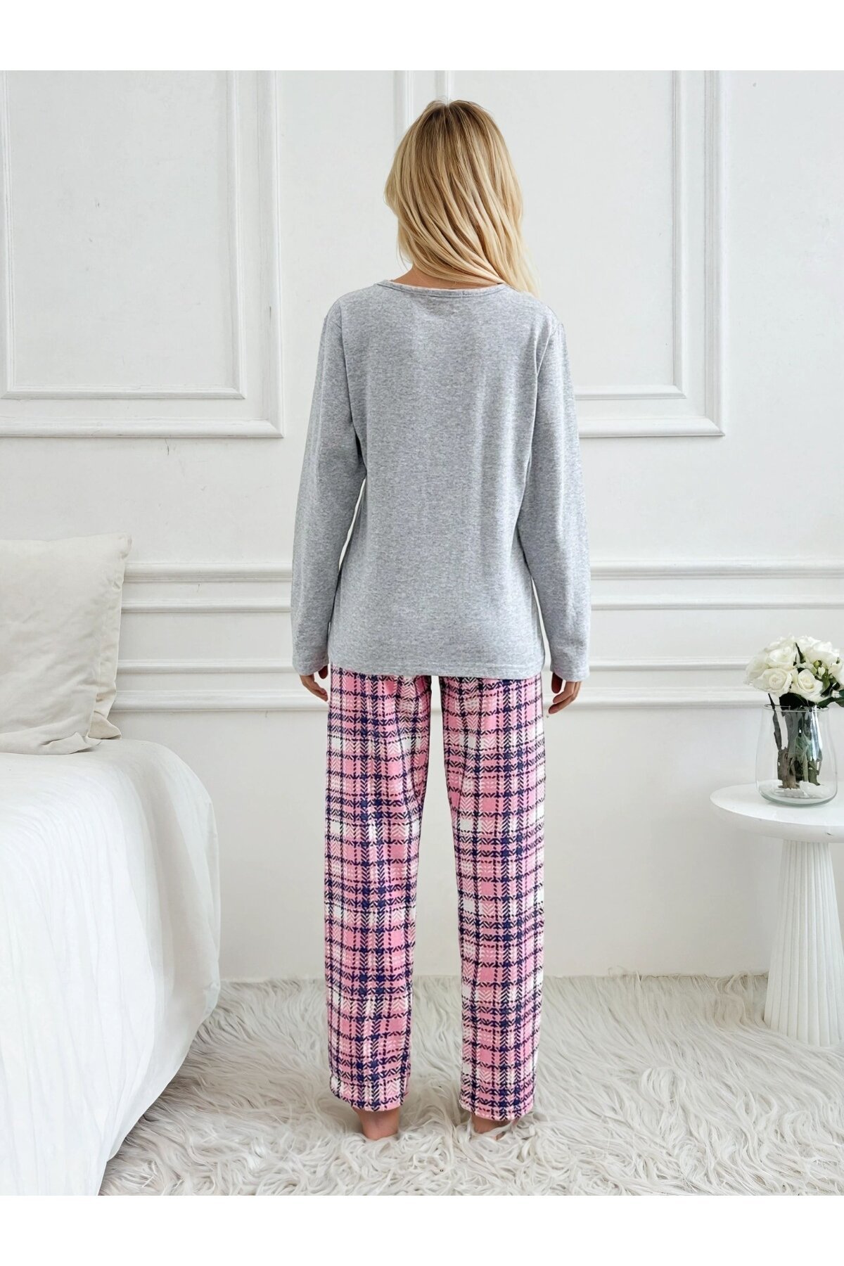 Ayıcık Baskılı Süprem Kumaş Kadın Pijama Takımı