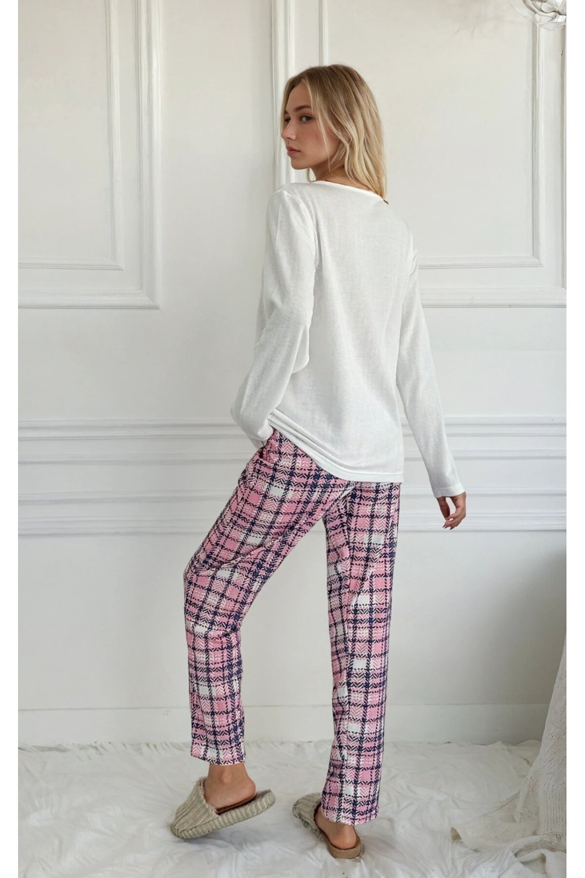 Ayıcık Baskılı Süprem Kumaş Kadın Pijama Takımı