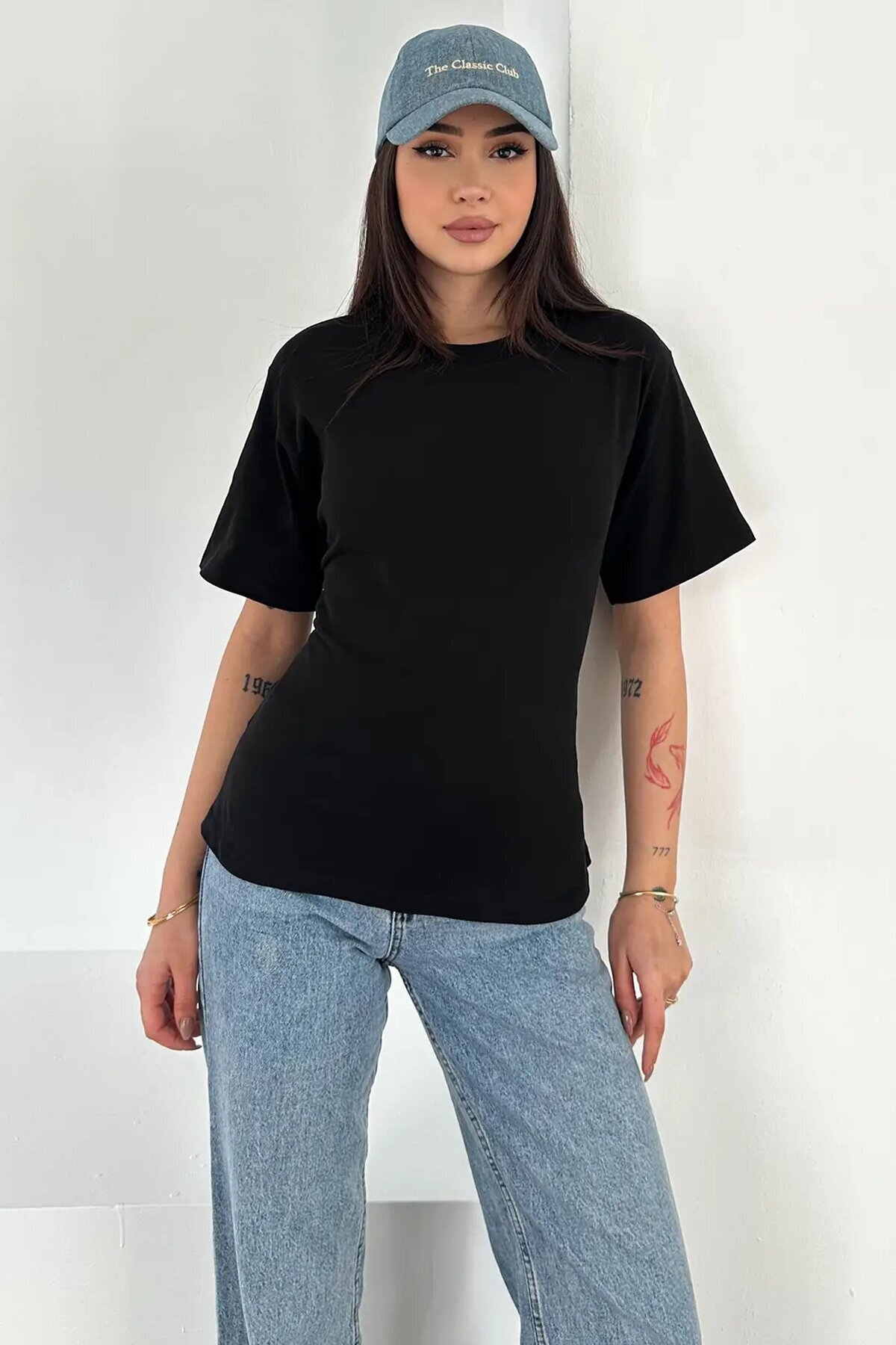 Bağlama Detaylı Kısa Kollu Tişört Siyah