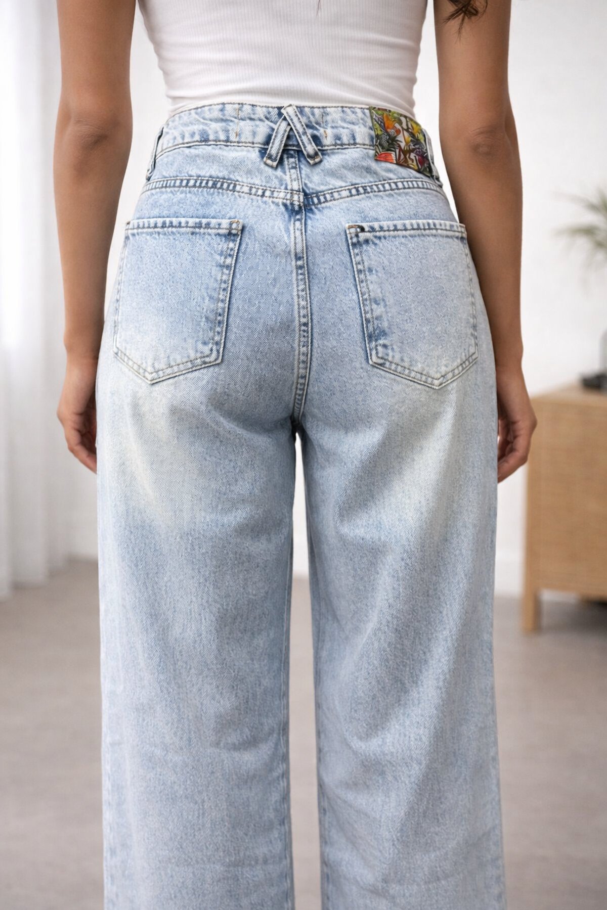 Bol Paça Yüksek Bel Açık Mavi Jean