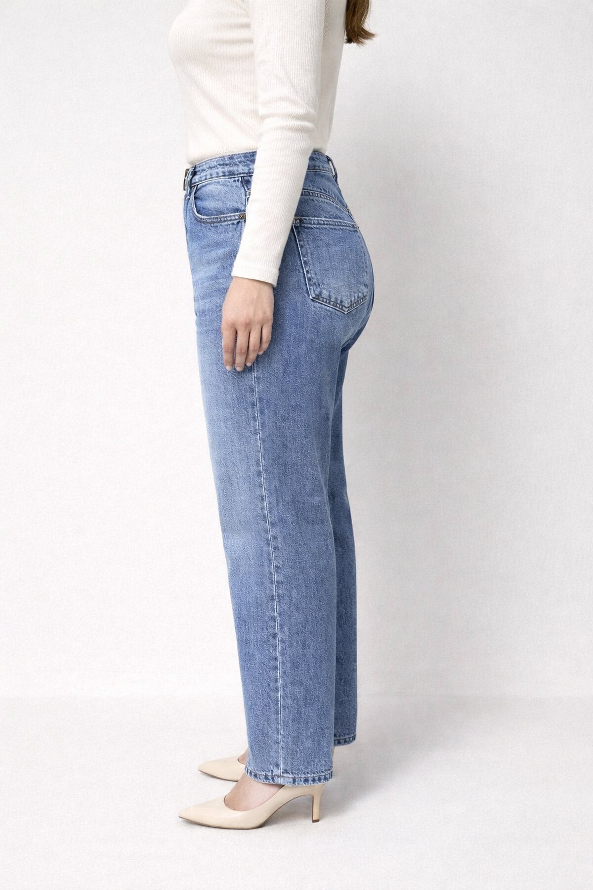 Büyük Beden Beli Lastikli Jean