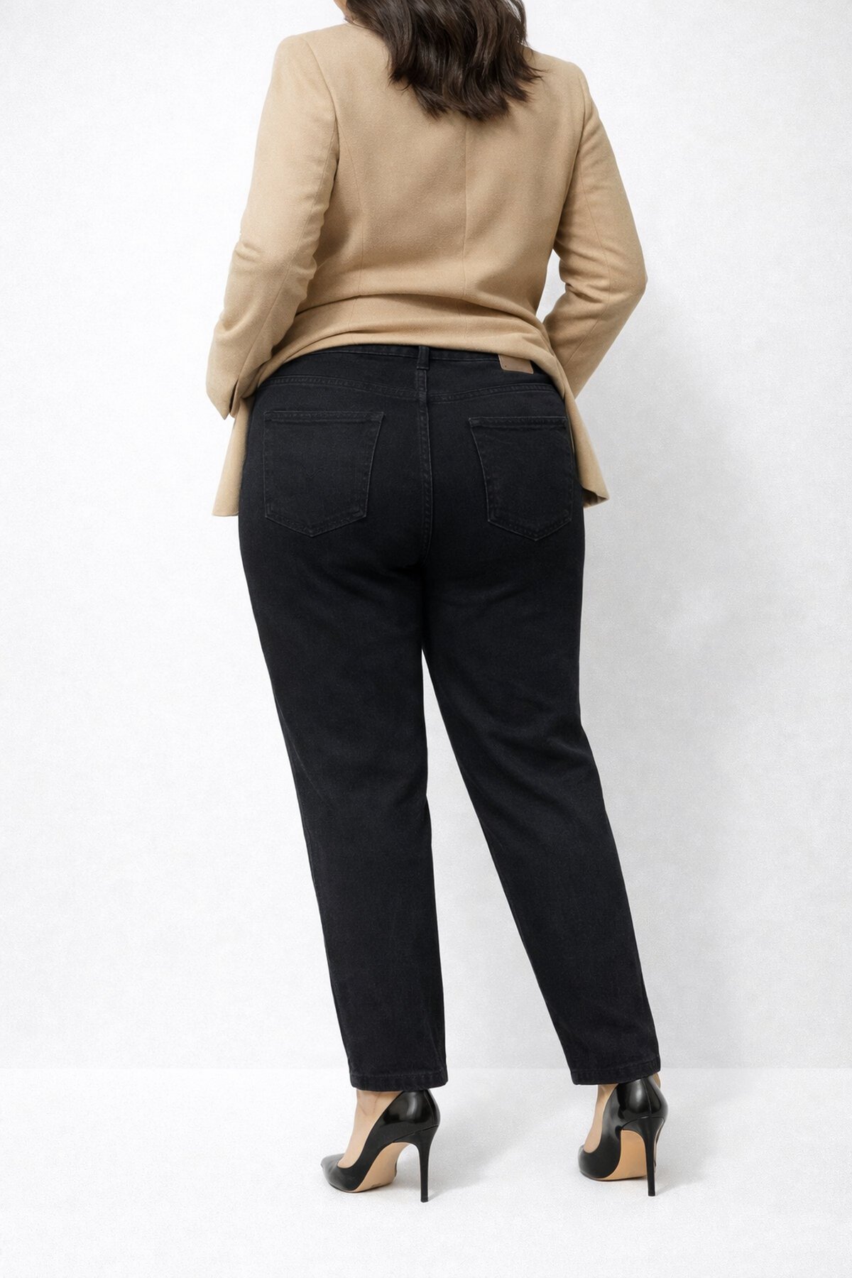 Büyük Beden Esnek Siyah Kadın Jean