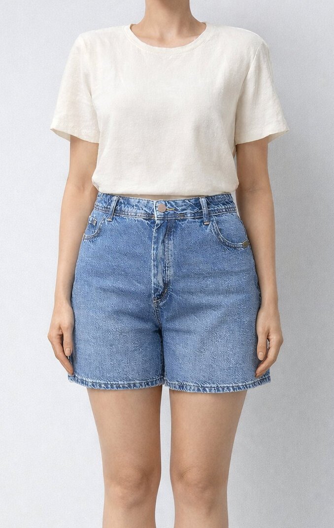 Büyük Beden Mavi Jean Şort