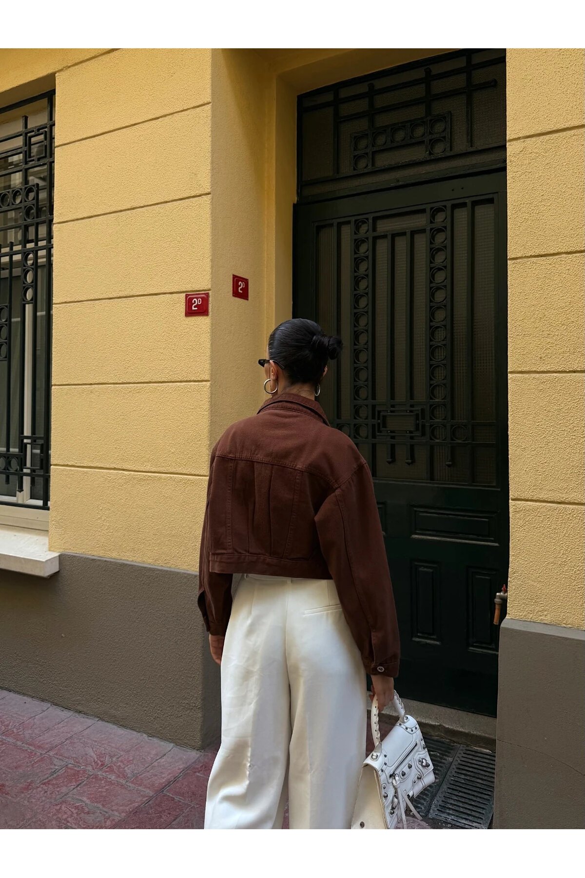 Çift Cep Denim Crop Ceket