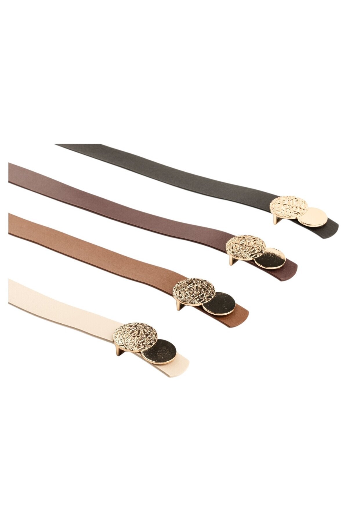 Desenli Yuvarlak Tokalı 4lü Set Kadın Kemeri