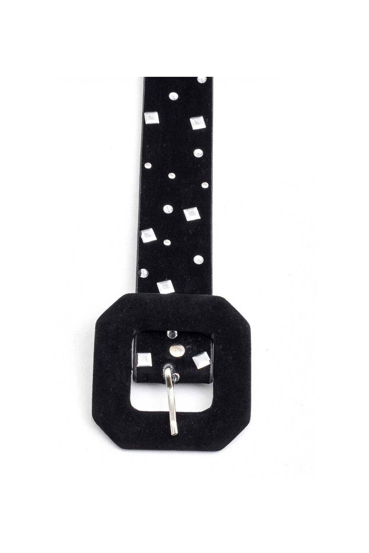 Droplu Taşlı Süet Kemer