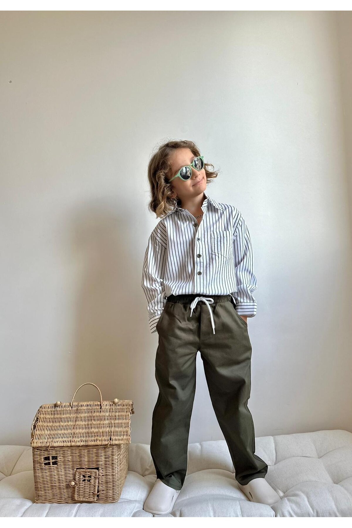 Erkek Çocuk Gabardin Pantalon ve Gömlek Alt Üst Takım