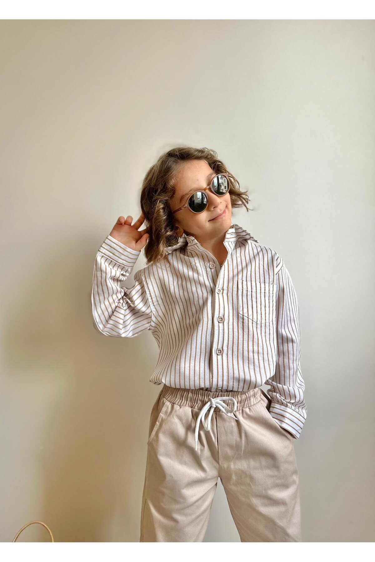 Erkek Çocuk Gabardin Pantalon ve Gömlek Alt Üst Takım