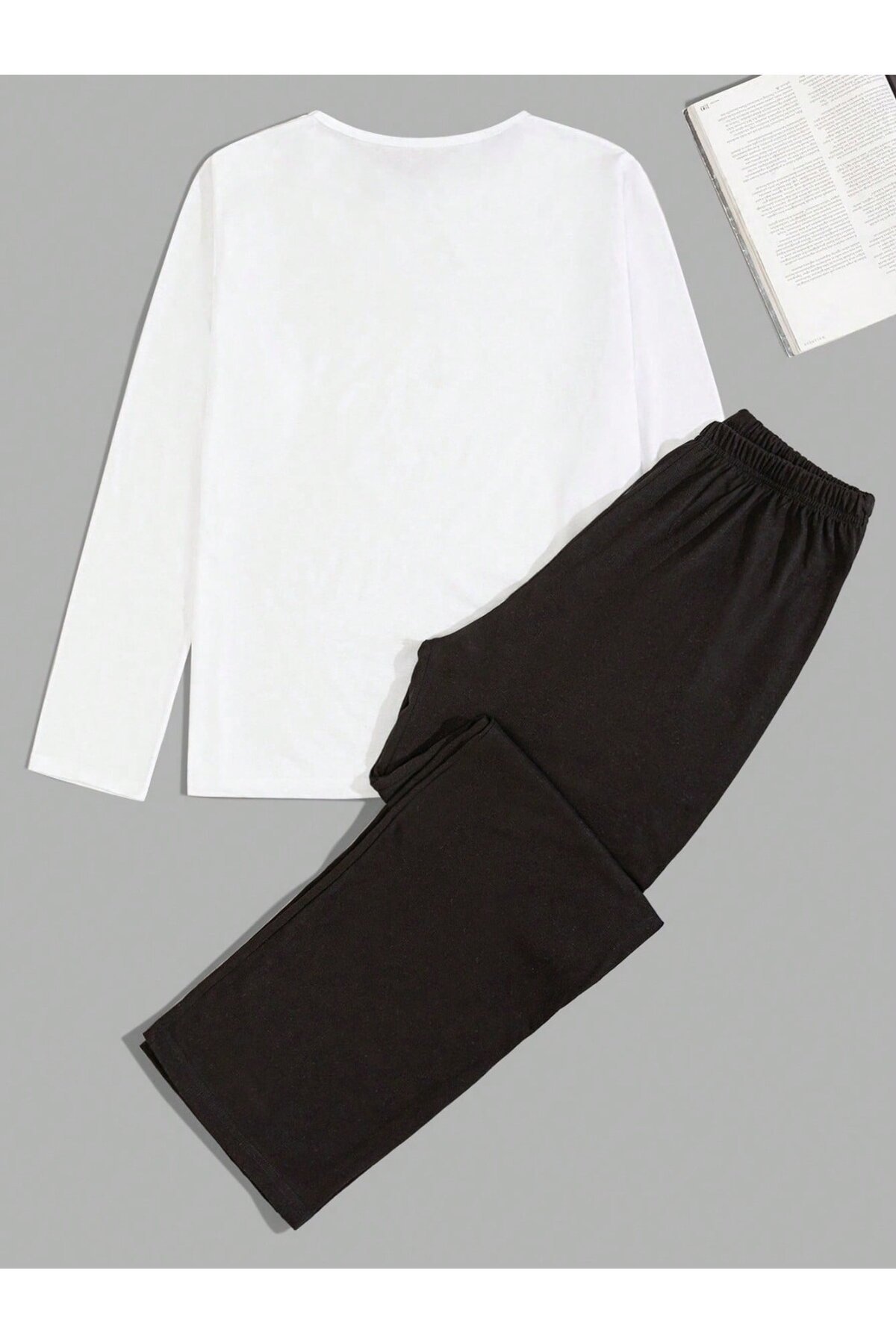 Erkek Kedi Baskılı Suprem Kumaş Pijama Takımı