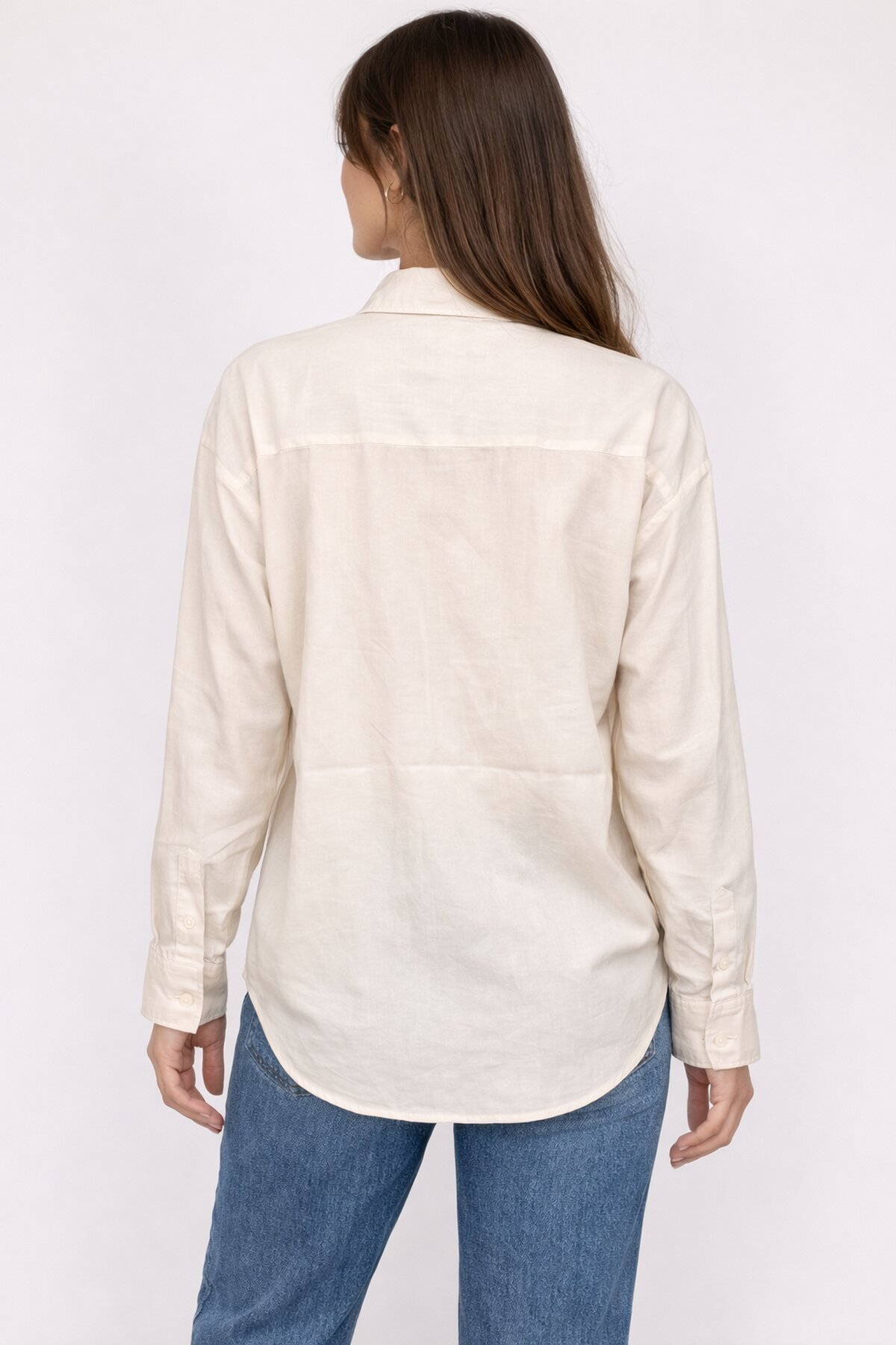 Fularlı Gömlek Ekru