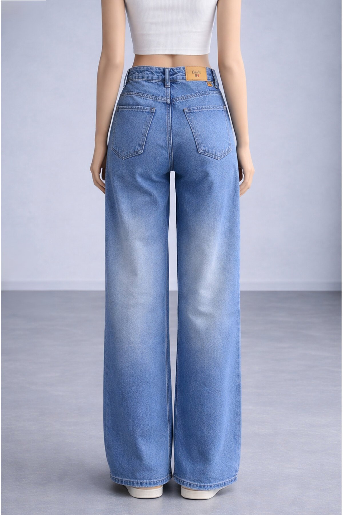 Geniş Paça Mavi Jean
