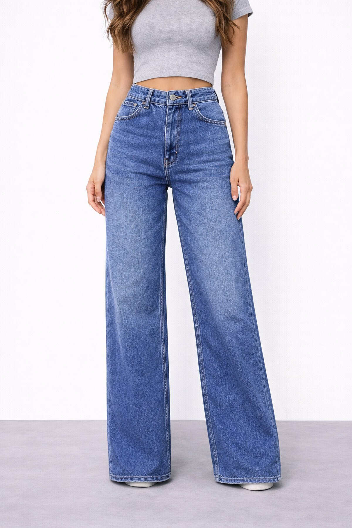 Geniş Paça Yüksek Bel Jean