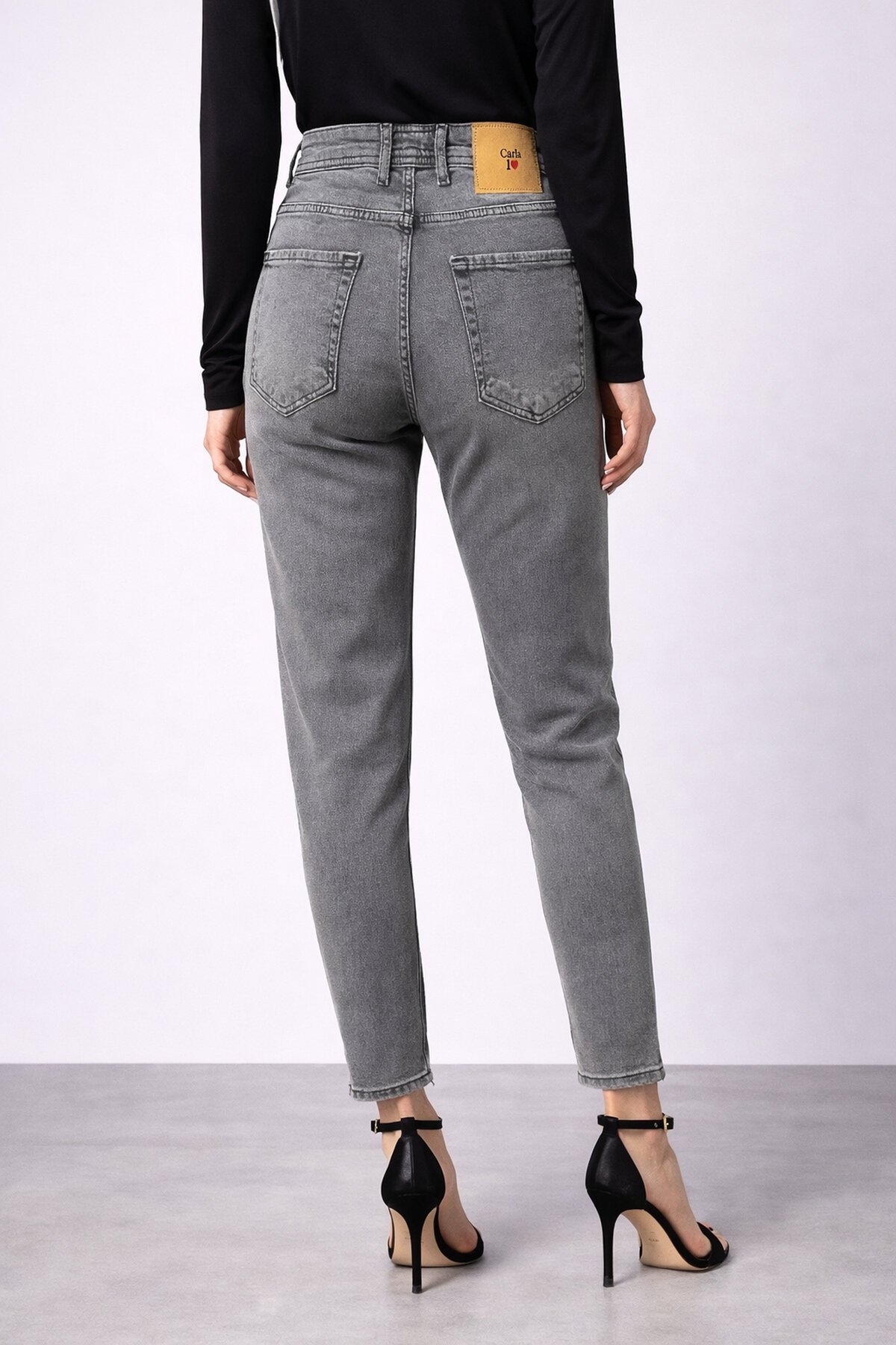 Gri Esnek Dar Paça Jean