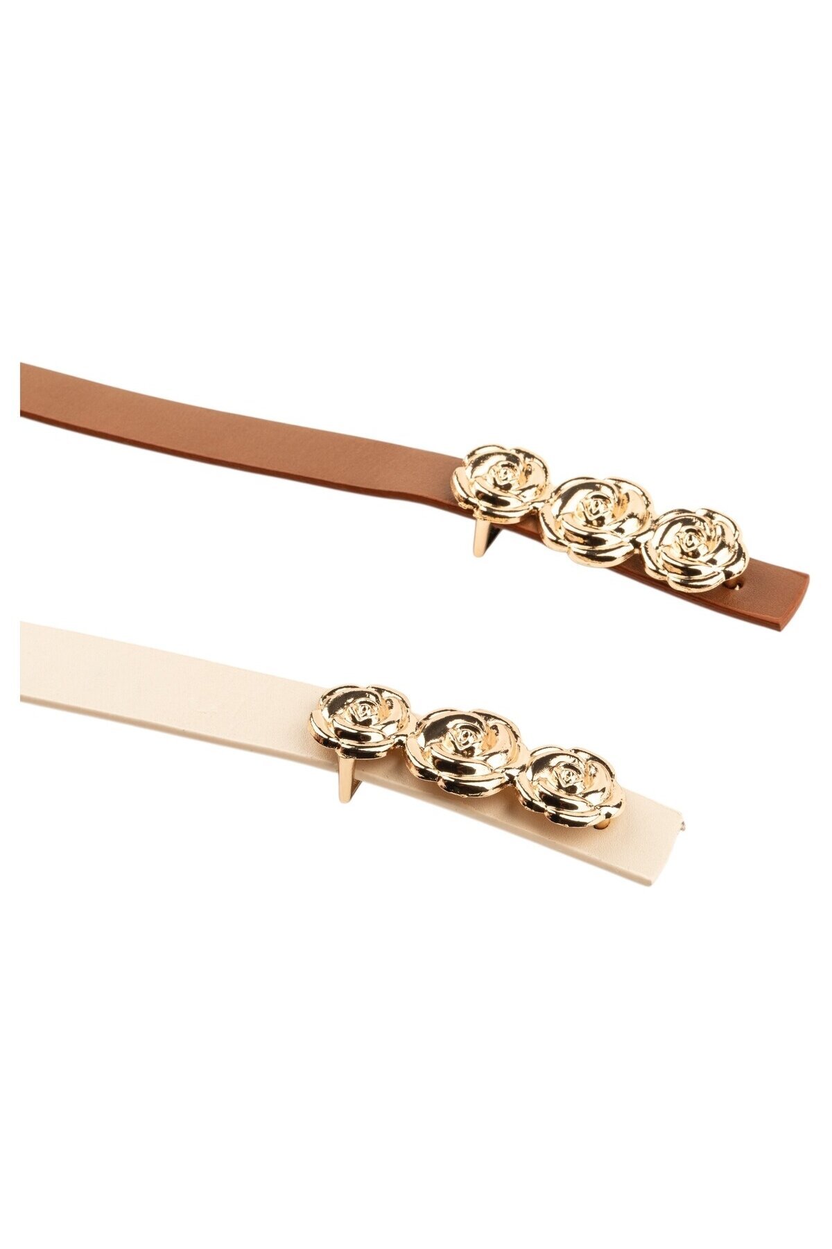 GÜL Tokalı İkili set Bej_Taba Kadın Kemeri