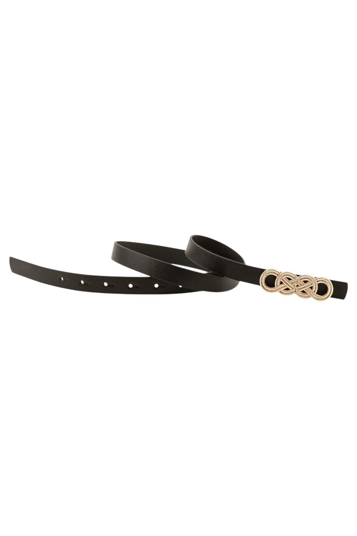 İkili Düğüm Tokalı Siyah Kadın Kemer