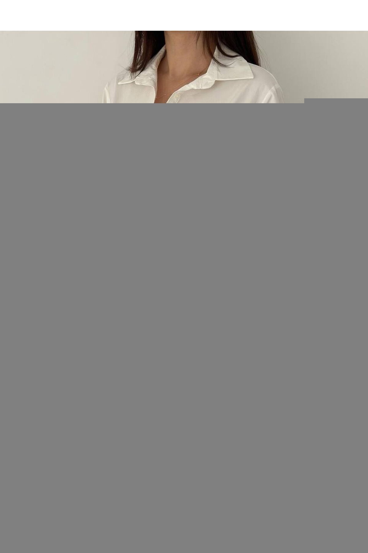 Kadın Bel Büzgülü Uzun Kollu Beyaz Gömlek