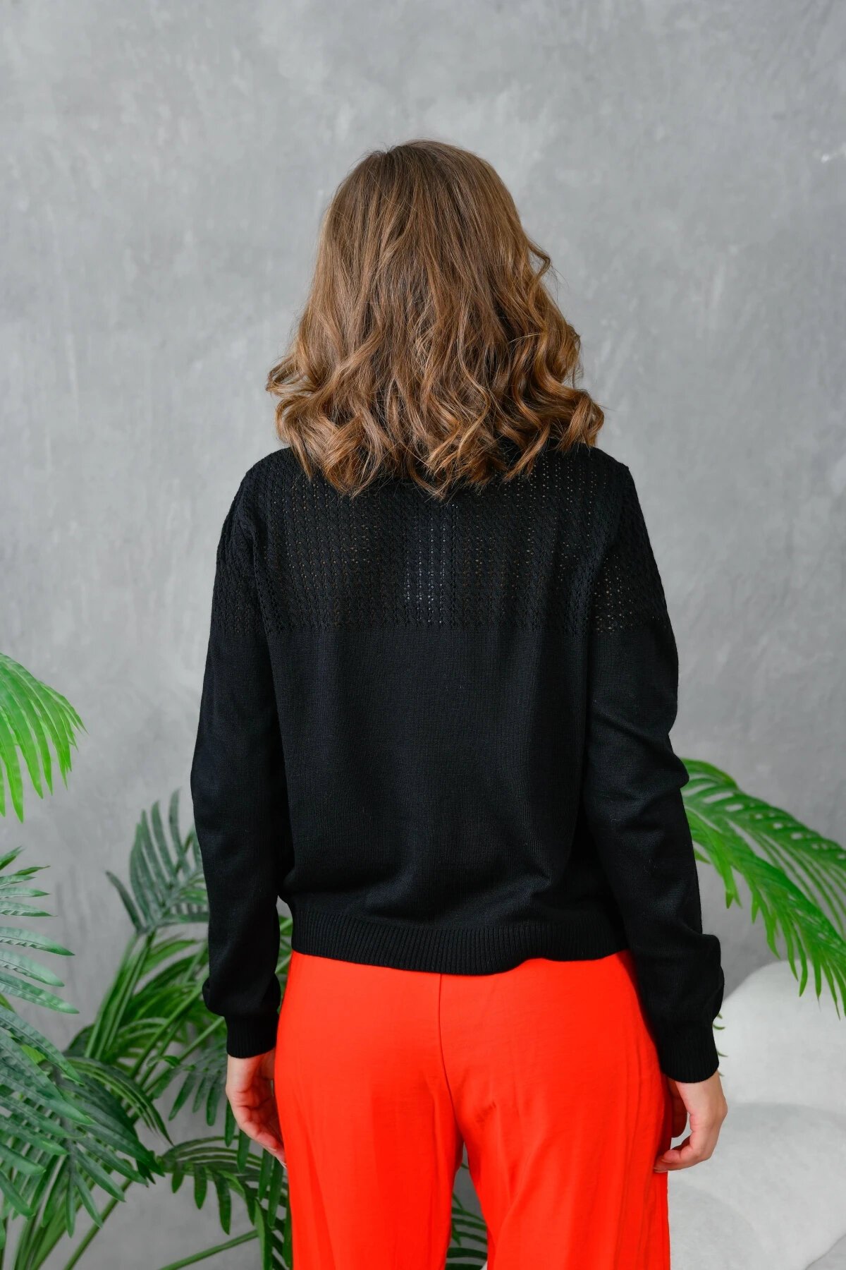 Kadın Bisiklet Yaka Ajurlu Triko Kazak