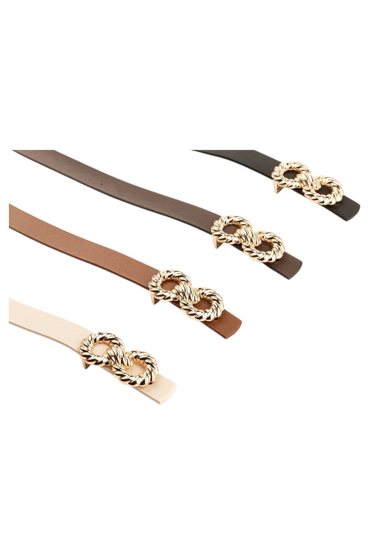 Kadın Çift Halka Tokalı Siyah_Kahverengi_Taba_Bej Kemer