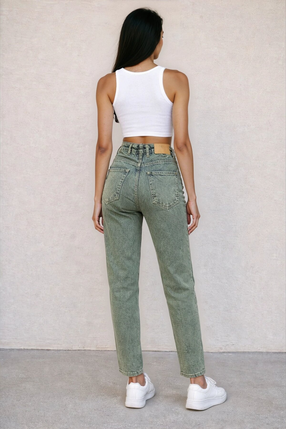 Kadın Yüksek Bel Taşlanmış Jean
