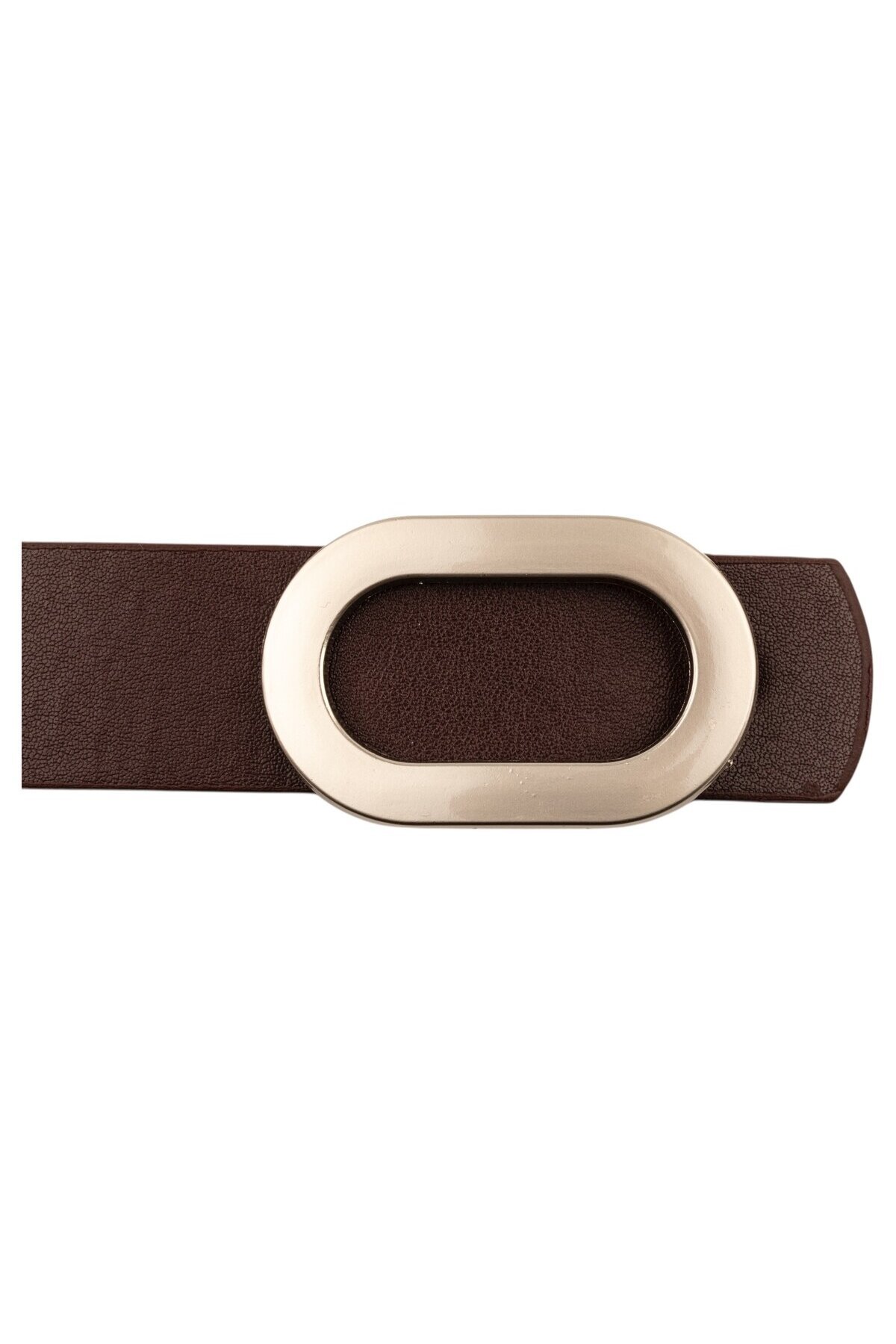 Kalın Oval Tokalı Kahverengi Kadın Kemeri