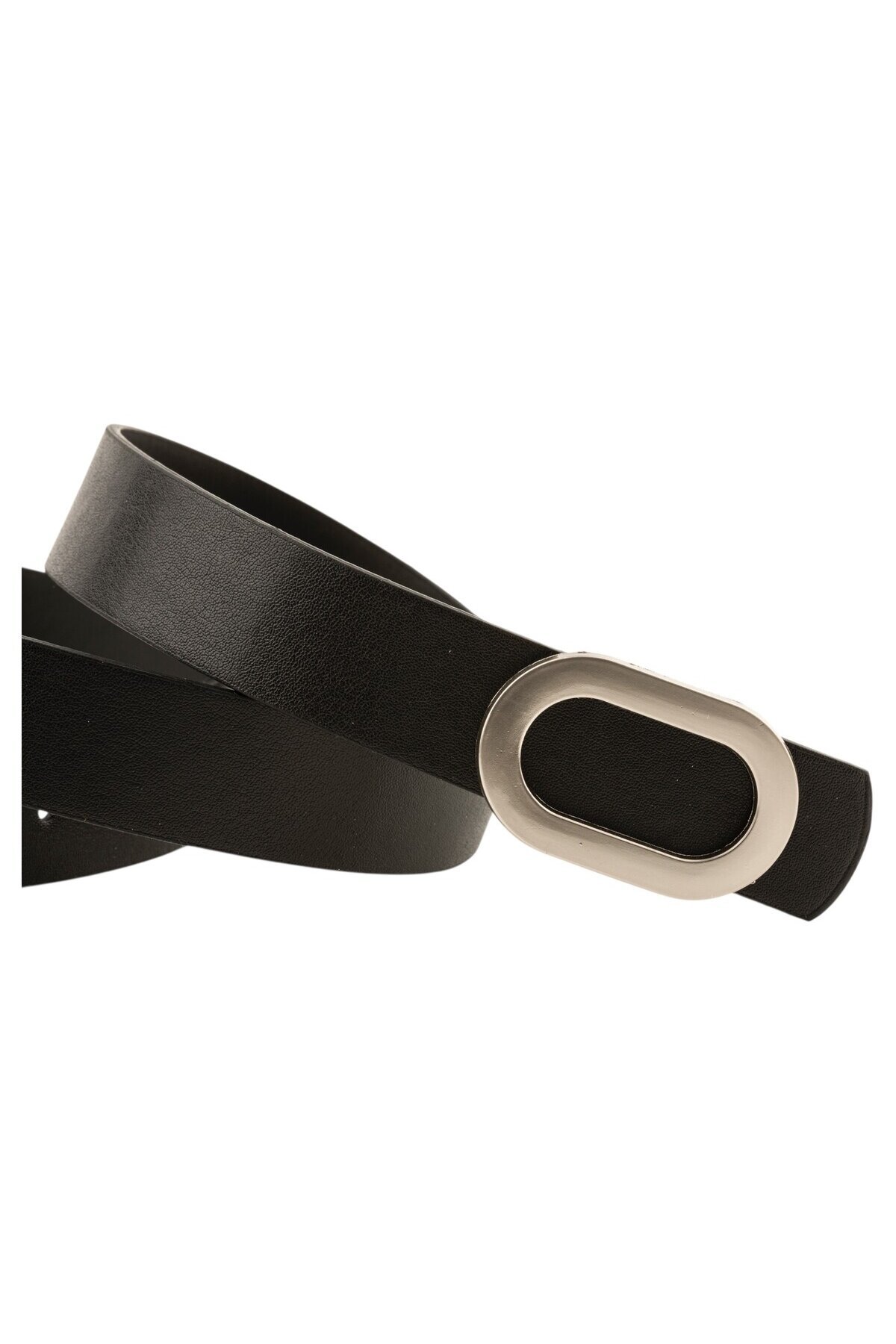 Kalın Oval Tokalı siyah Kadın Kemeri