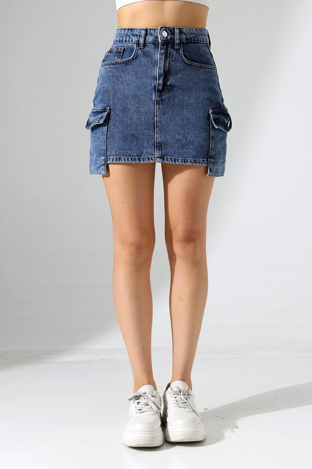 Kargo Cep Detay Mini Kot Etek