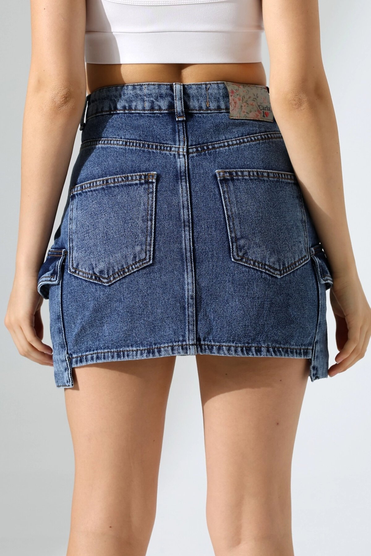 Kargo Cep Detay Mini Kot Etek