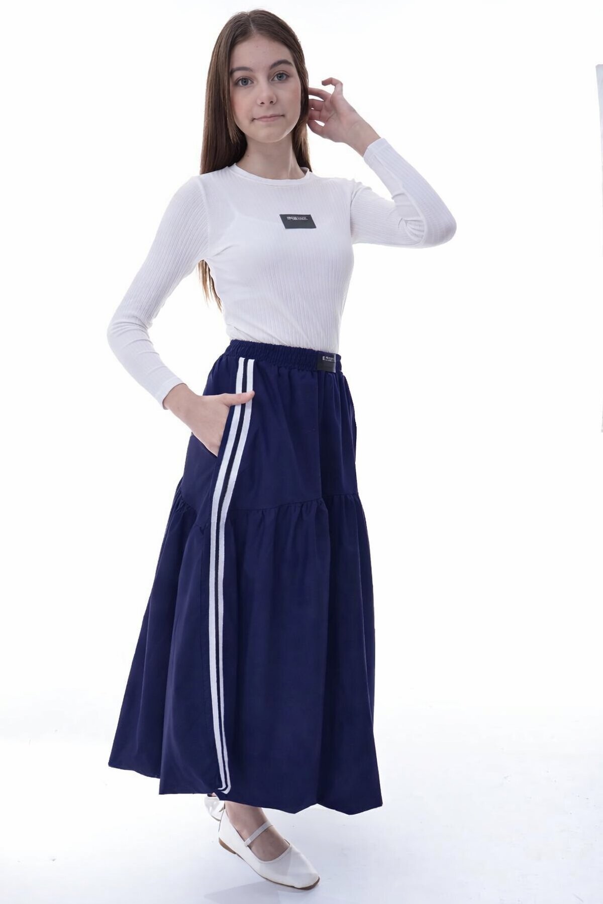 Kız Çocuk Balon Etek Lacivert