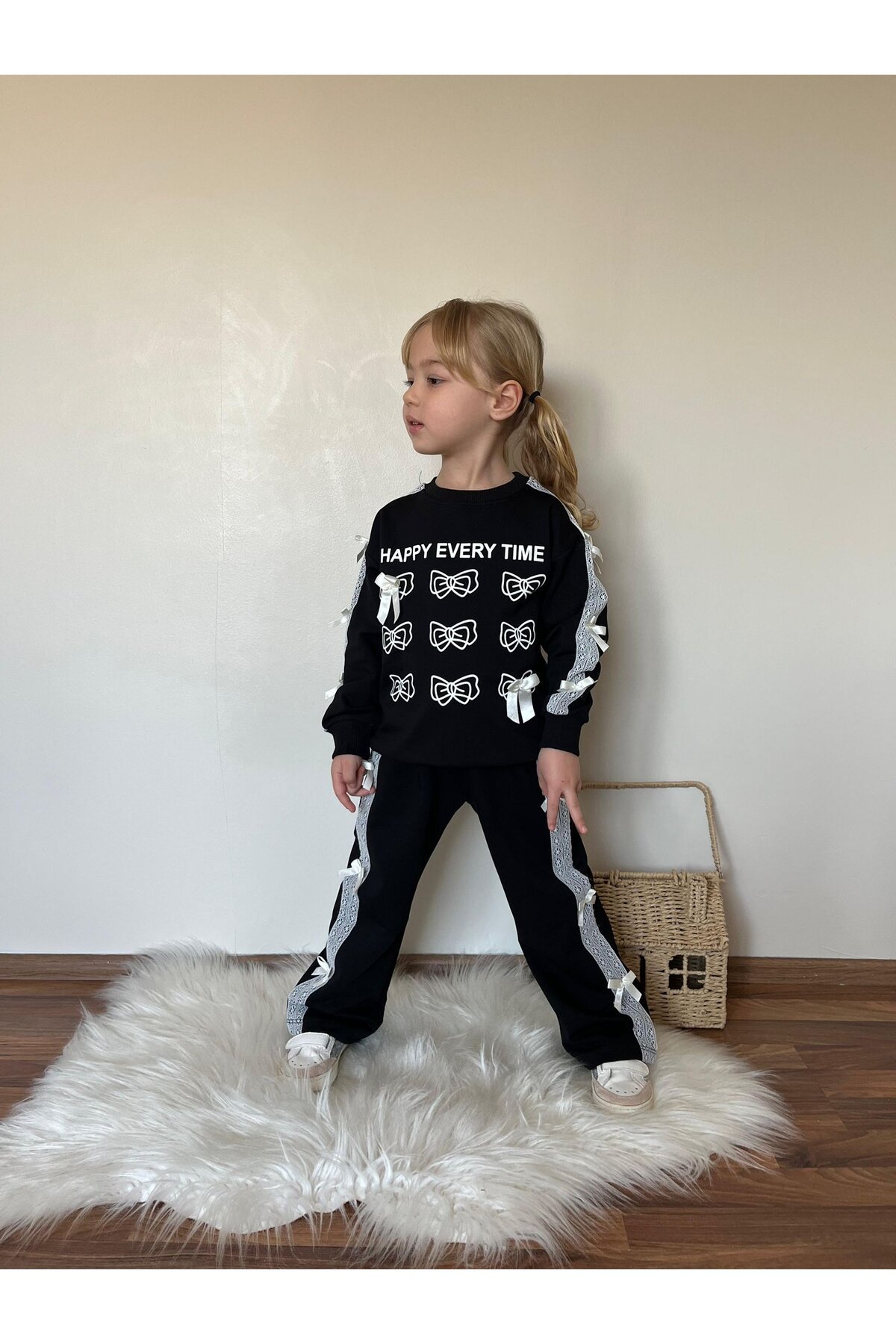 Kız Çocuk Baskılı 2 iplik Alt Üst Eşofman Takımı