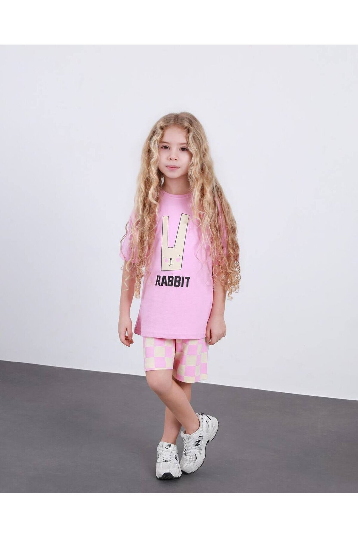 Kız Çocuk Ekose Desenli Şort T-Shirt Alt Üst Takım