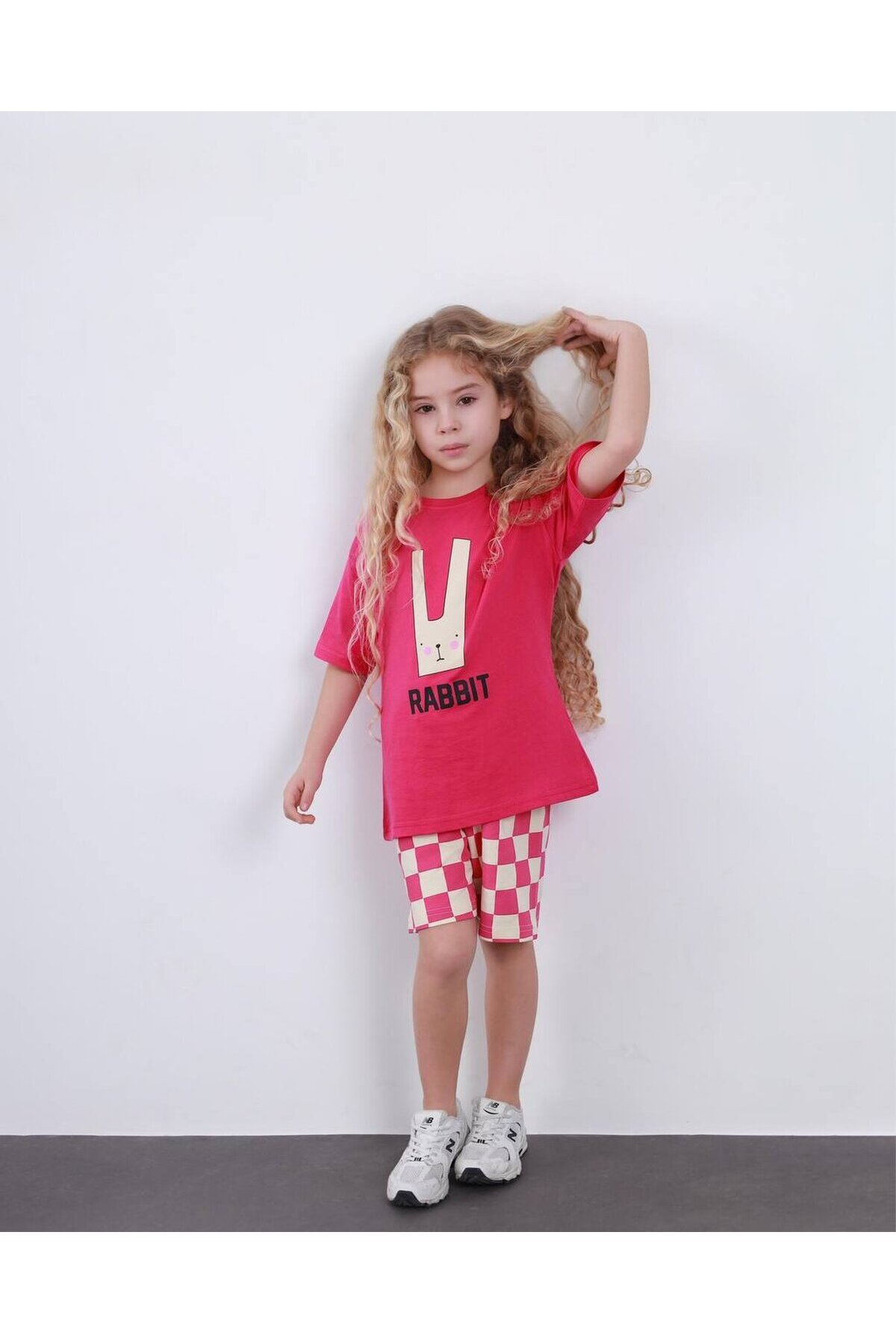 Kız Çocuk Ekose Desenli Şort T-Shirt Alt Üst Takım