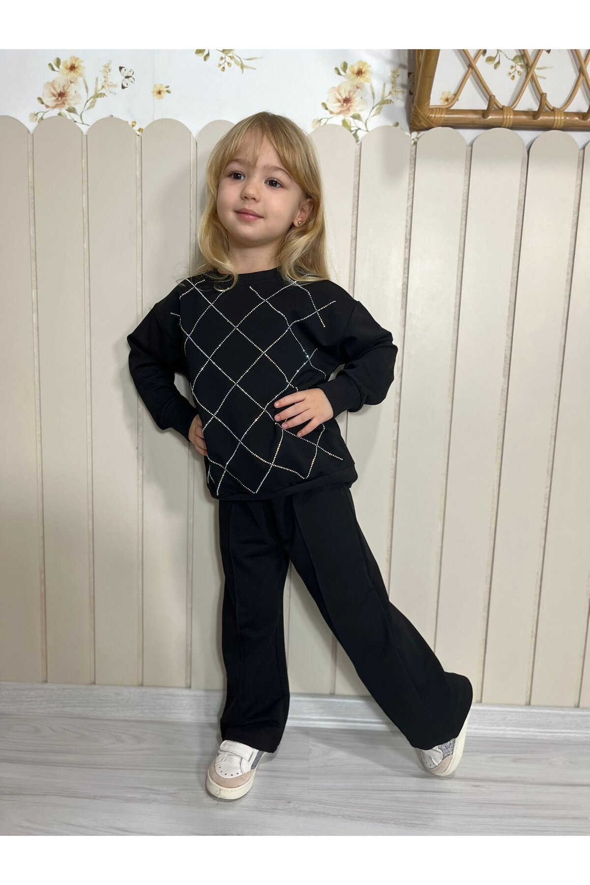 Kız Çocuk Siyah Alt Üst Eşofman Takım