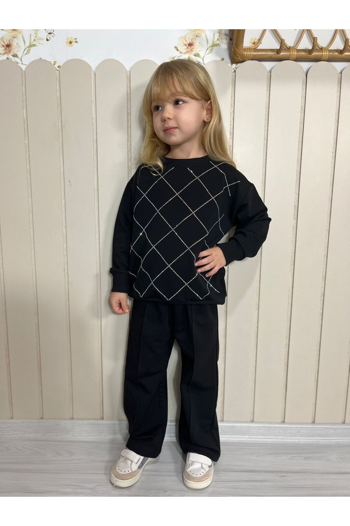 Kız Çocuk Siyah Alt Üst Eşofman Takım