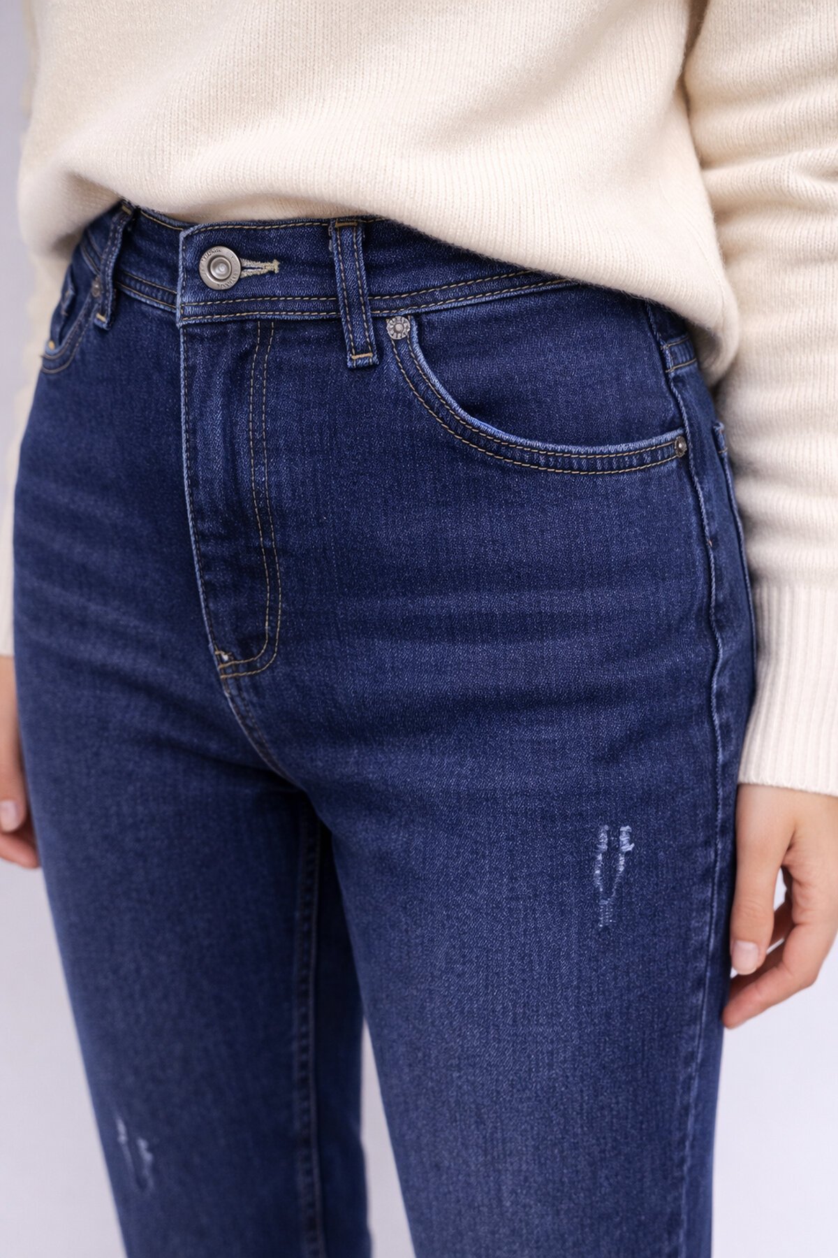 Koyu Lacivert Esnek Jean