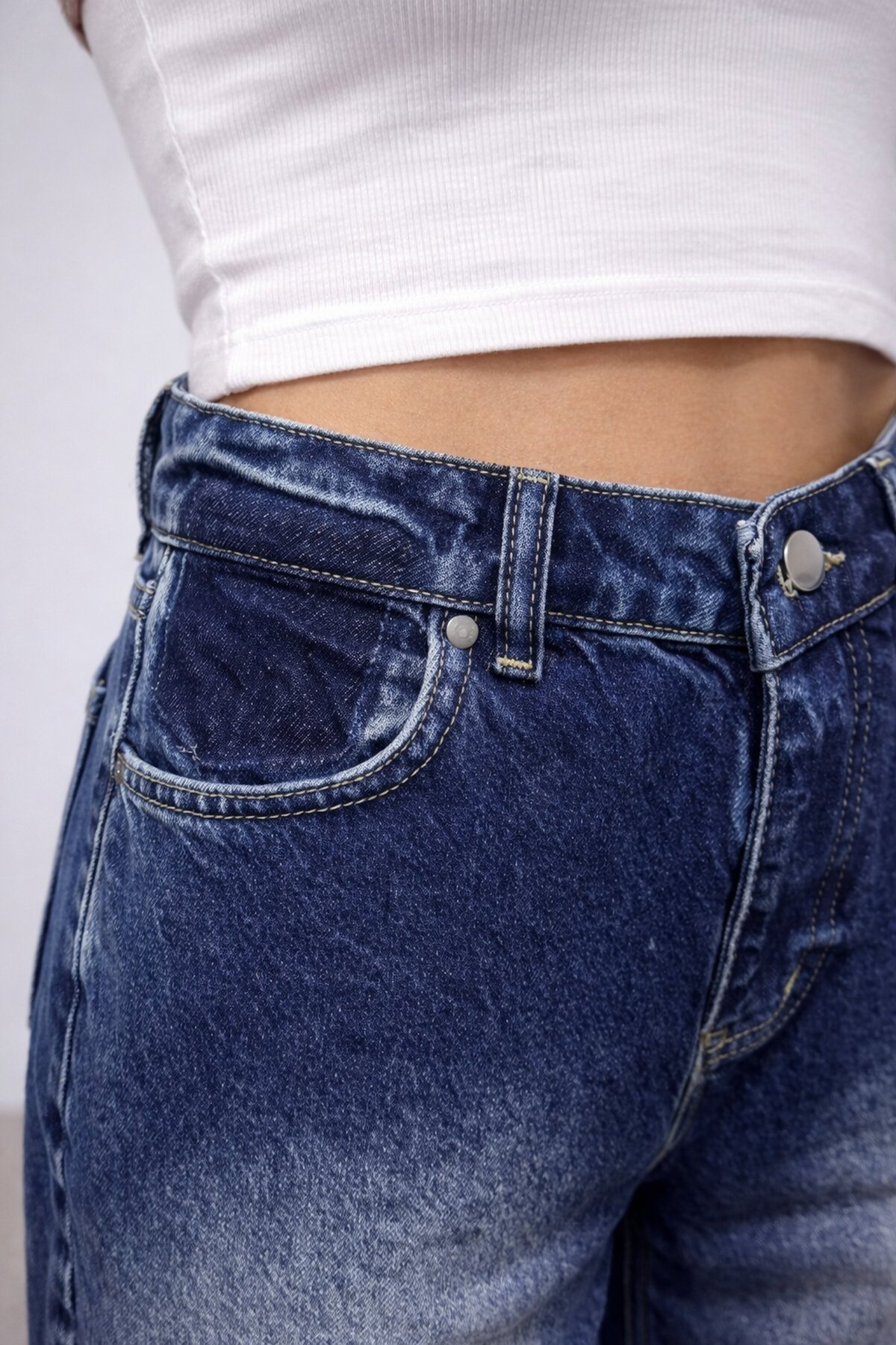 Lacivert Geniş Paça Jean