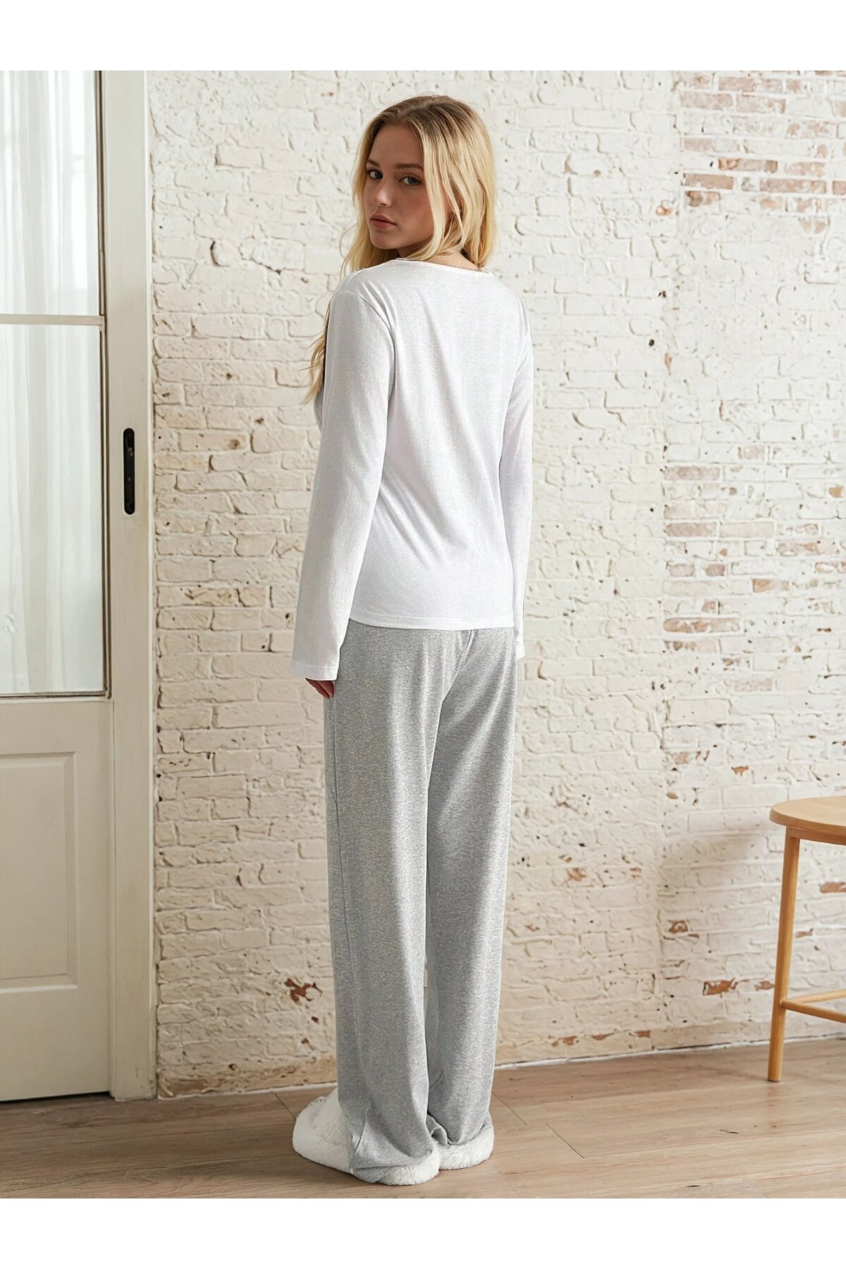 Minimal Kurdela Baskılı Pijama Takımı